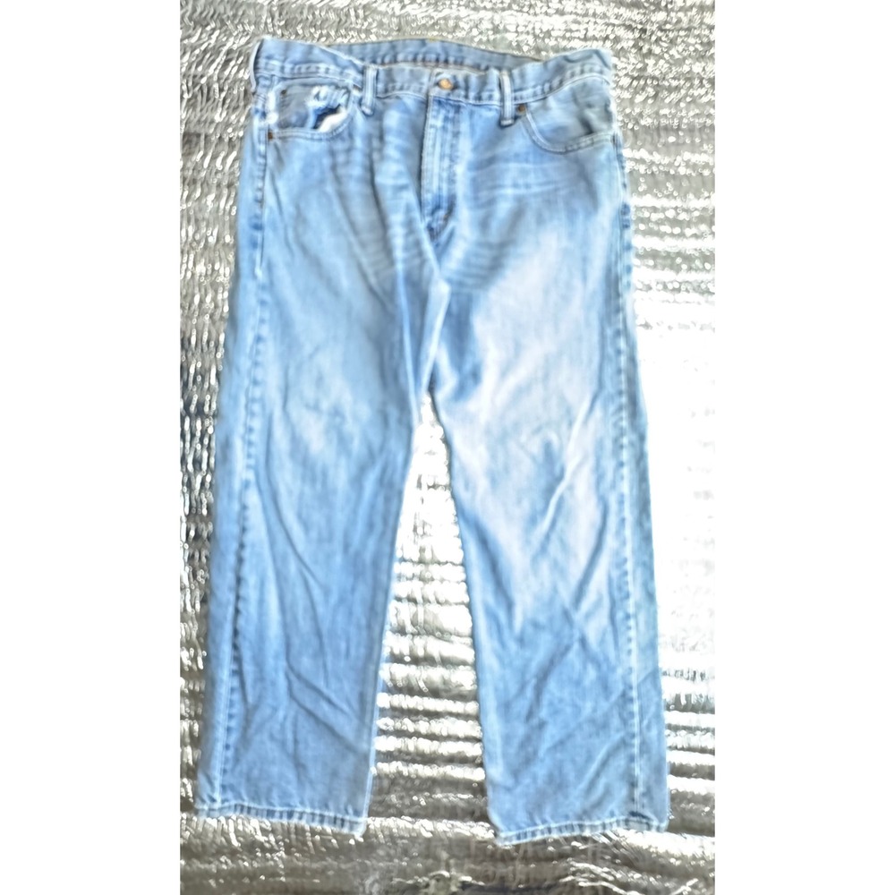 Levis 569 Loose Straight Leg Jeans Mens 36x30 Light Wash Blue Denim Distressed
